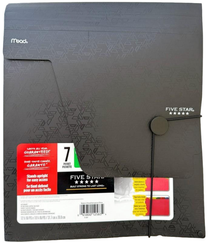 Classeur extensible 7 poches, 31,75 x 26 cm, Five Star