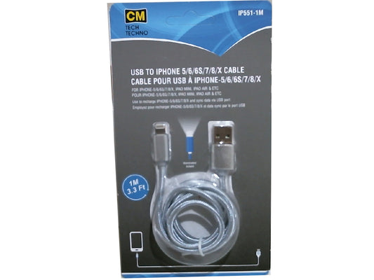 USB A - Lightning 3.3Ft Illuminated Cable Ass't Colours CM