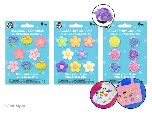 Shoe & Tote Accessory Charms Asst8eax3stl A) Floral Flair
