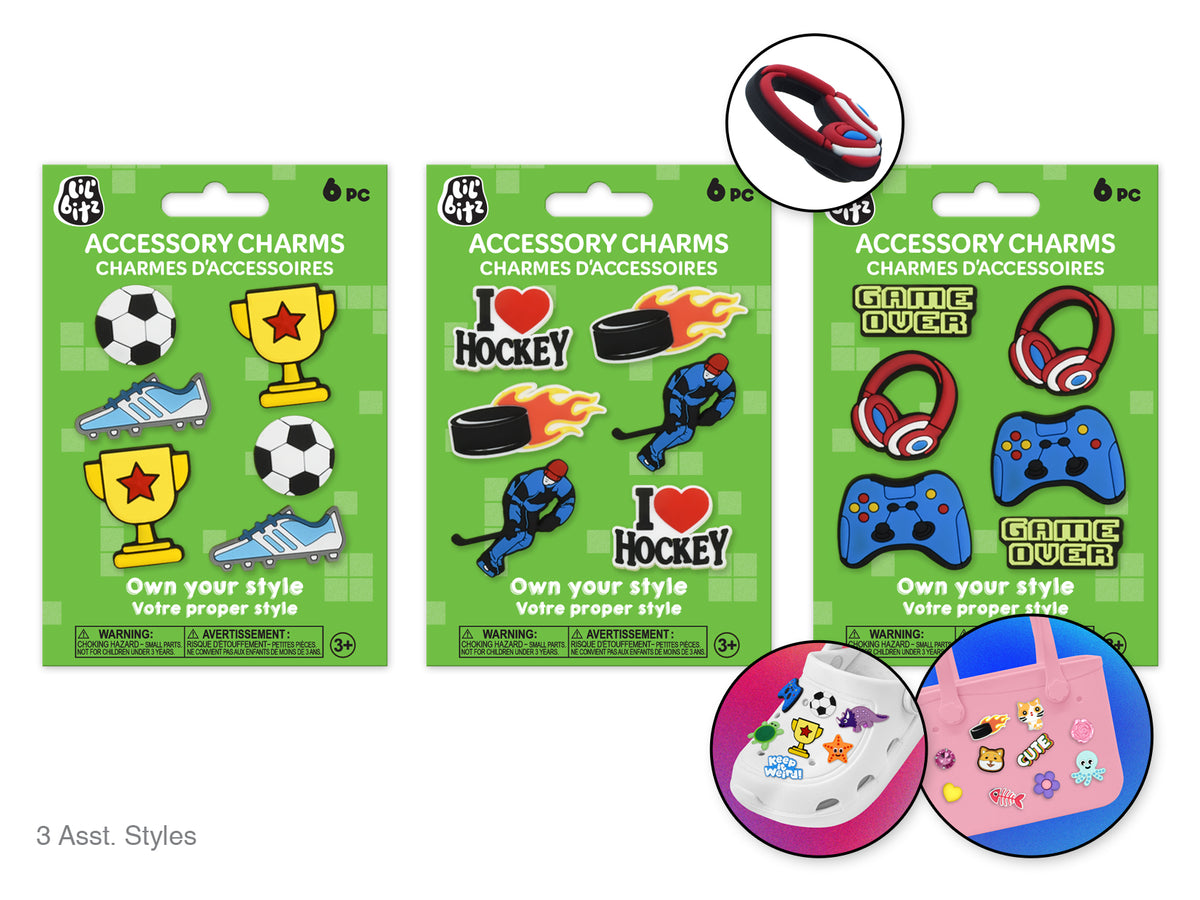 Shoe & Tote Accessory Charms Asst8eax3stl F) Fun & Games