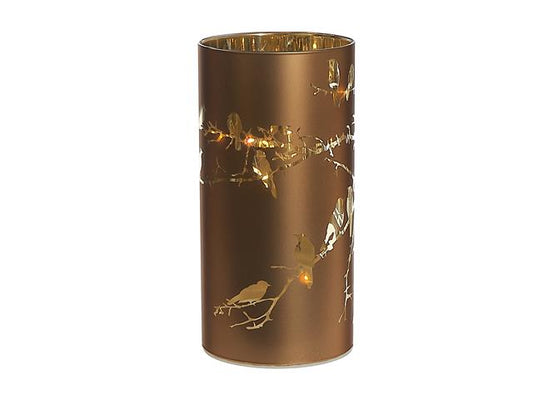 Led Cylinder Glass Stand Bird Bronze 3.54" X 3.54" X 7.09