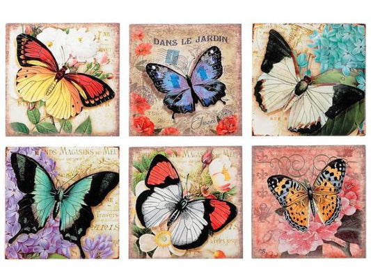 Ceramic Trivet 8" Square Butterfly 8 X 8