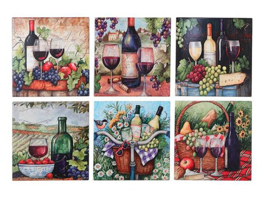 Ceramic Trivet 8" Square Winery Asstd 8 Dia X 0.25