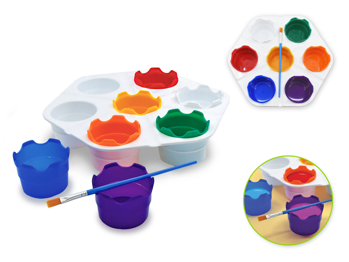 7-Cup Paint Caddy w/Brush 9.8" Less-Of-A-Mess