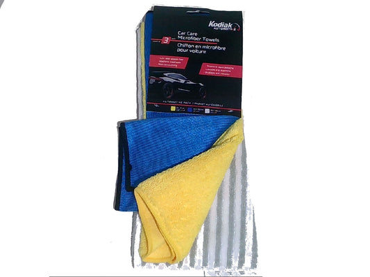 Automotive microfibre cloth pack of 3 - 35x35cm and 30.5x30.5cm Kodiak