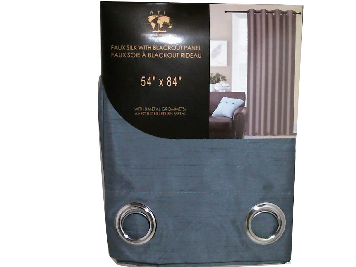 Black Out Charcoal  Faux Silk Curtains 58X84 Inch Size