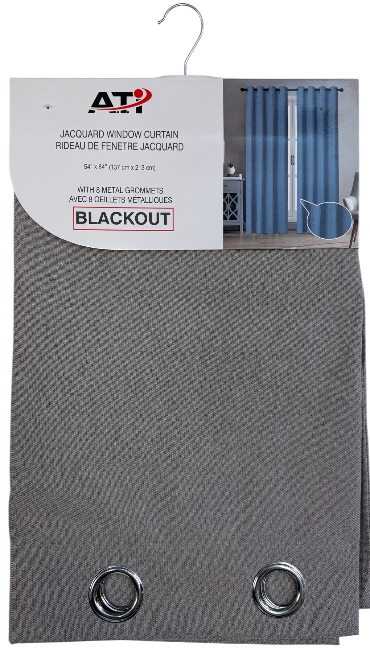 Curtain 54X84"FuLinen Blkout-Gry