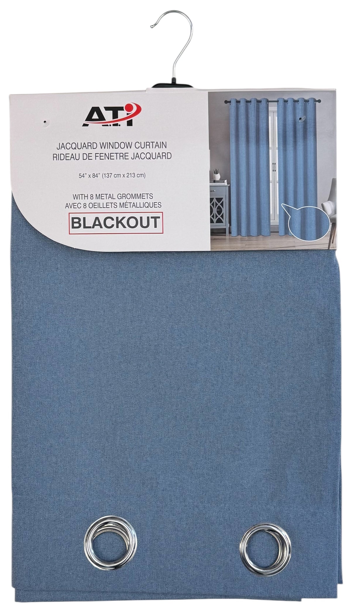 Curtain 54X84"FuLinen Blkout-Blu