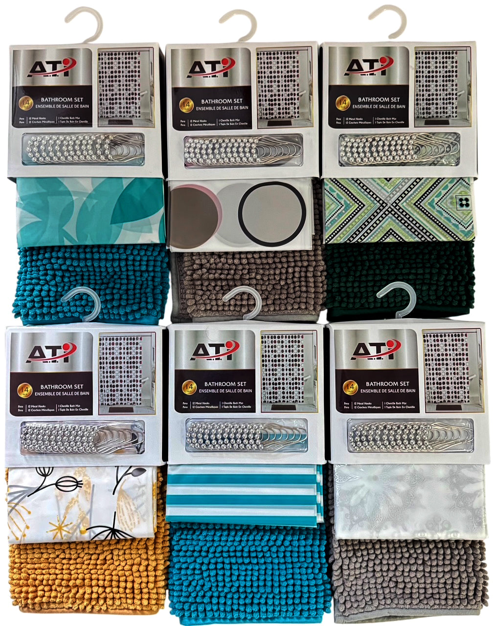 Shower Curtain 14pc Set Assorted