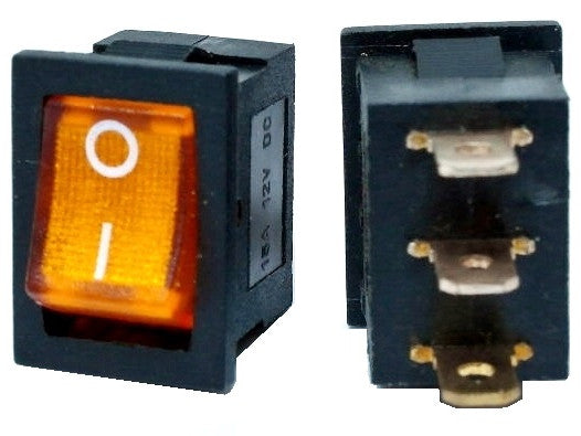 ON-OFF Rocker switch S.P.S.T. 15A maximum / 12 VDC. S.P.S.T.