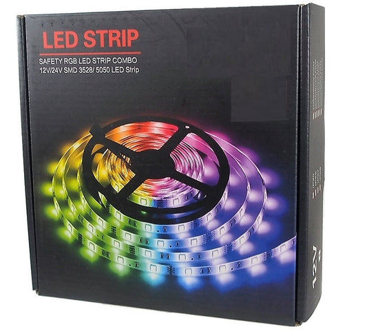 RGB Decorative LED strip - 2 x 5 meters 30 LED/meter self-adhesive 12v adaptor included