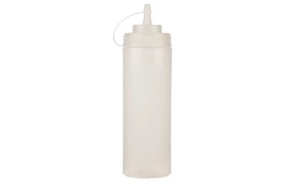 WIDE MOUTH SQUEEZE BOTTLES WITH LID 24OZ CLEAR 1/PK x 24/CS