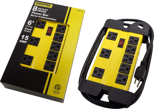 Power bar 8 outlet with 6 foot cord and 15 amp circuit breaker