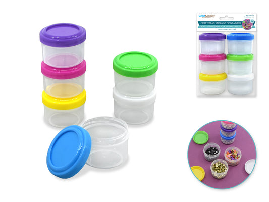 Craft/Bead Storage: 2"x1.4" Round Containers w/Lids 6pk