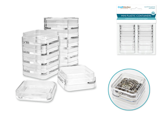  Craft Storage: Mini Plastic Containers x10 for Glitter/Sand/Beads/Findings