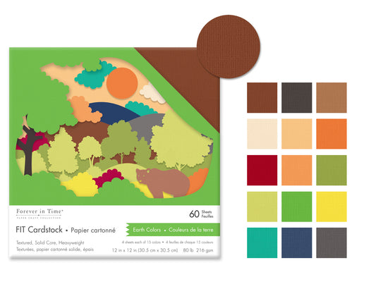 Earth Tones Fit Scrapbook Cardstock: 12"x12" 80lb (216gsm) Textured E) Earth Tones
