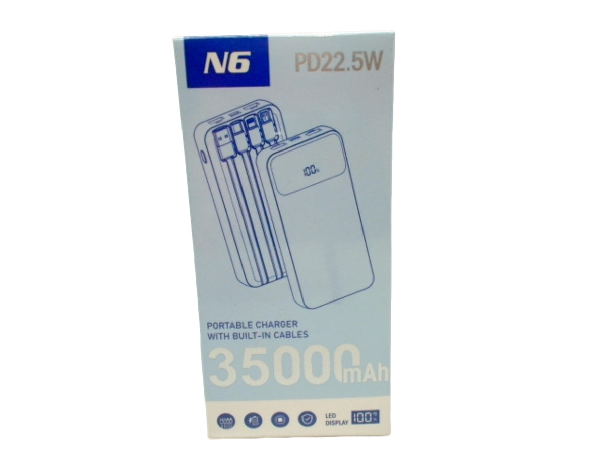 Powerbank 35,000mAh N6 w/ Built in Cables