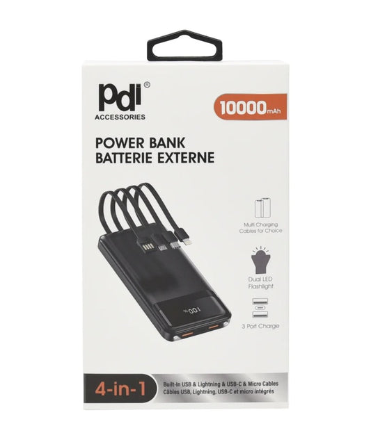 Powerbank 10,000 mAh w/ Attached Cables PDI
