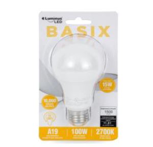 LED Bulb A19 15W 2700K Luminus Basix