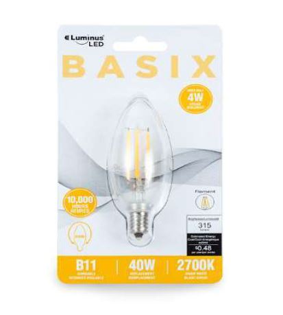LED Bulb B11 4.5W 2700K Filament Luminus Basix