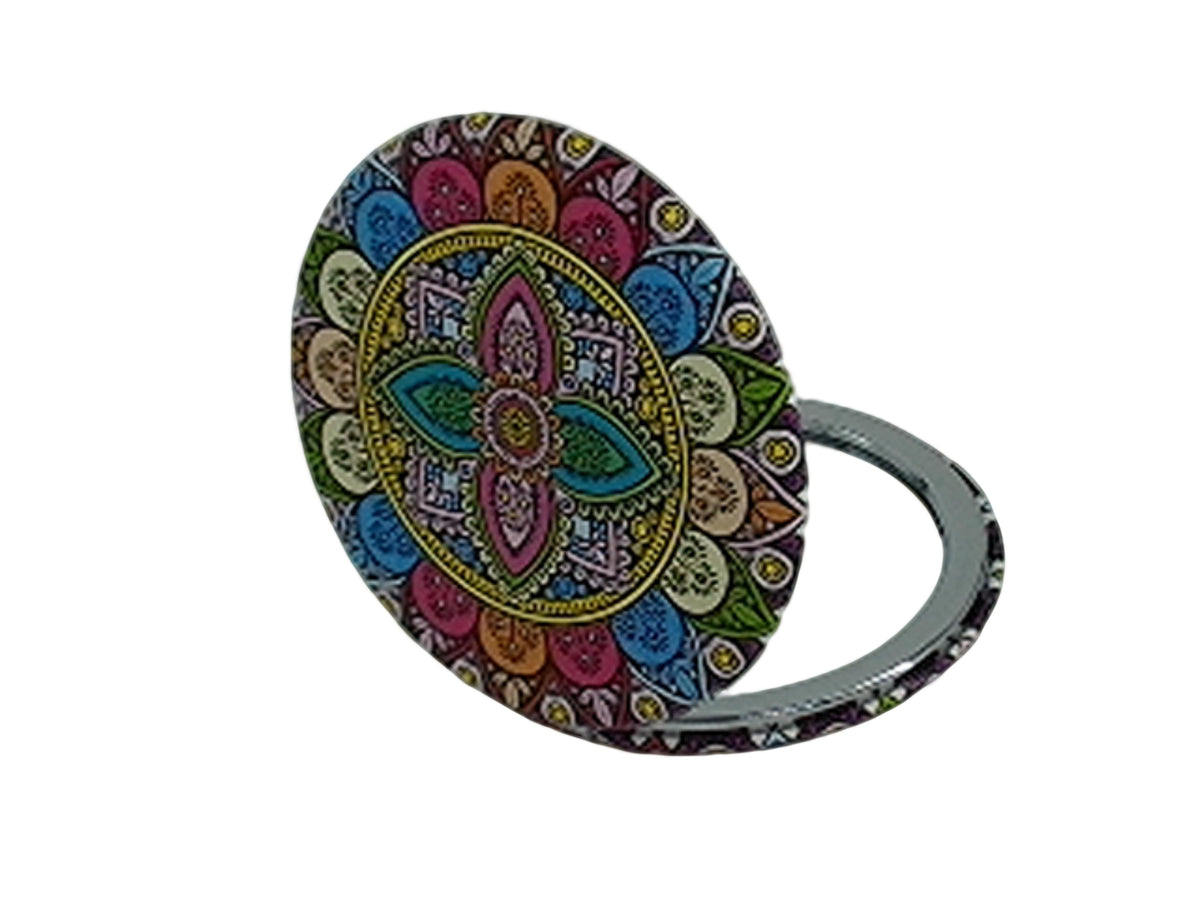 Pocket mirror mandala prints - small and portable 2X magnification - double sided - Additional View
