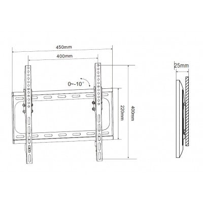 Wall mount bracket for lcd/led 23 to 46 inch 50kg with 0-12 tilt - Additional View