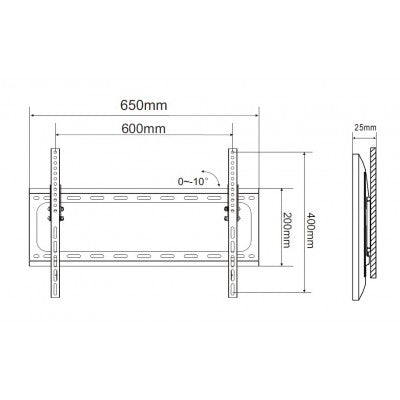 Wall Mount bracket for TV 32-65 inch Tilting 10 degrees 110lb rating (endcap) - Additional View