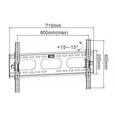 Wall Mount bracket for TV 32-75 inch Tilting 15 degrees 132lb rating  - Additional View