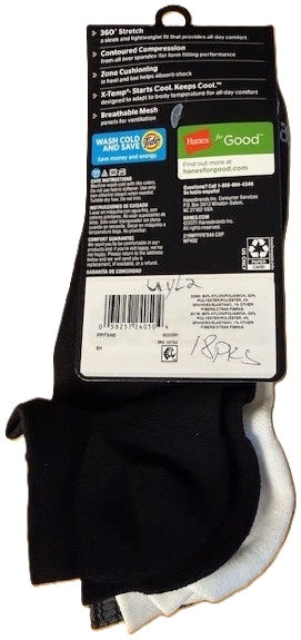 No Show 3 Pack Performance Fit Socks Hanes Size 6-12 - Additional View