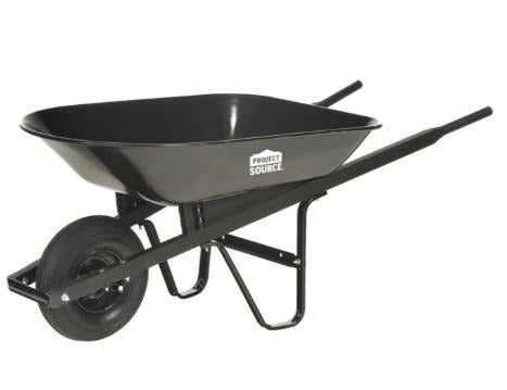 Brouette 113 L Usage Domestique - Poignées en Bois Dur - Pneu Pneumatique 14 Pouces Capacité 72,5 kg