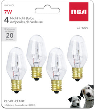 Night light replacement bulbs 7 watts 4 pack clear
