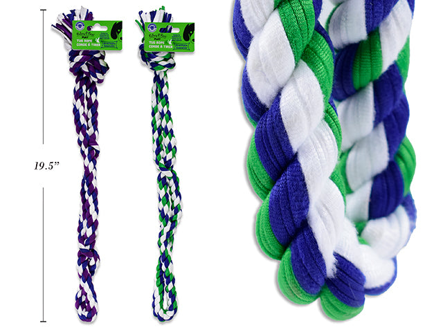 Corde à tirer 20 po avec 4 nœuds. 2 couleurs assorties.