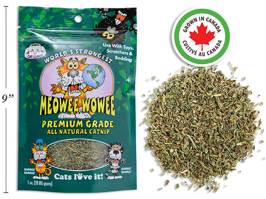 Catnip Premium Grade All Natural 1oz. Peggable Printed Bag. Grown in Canada Meowee