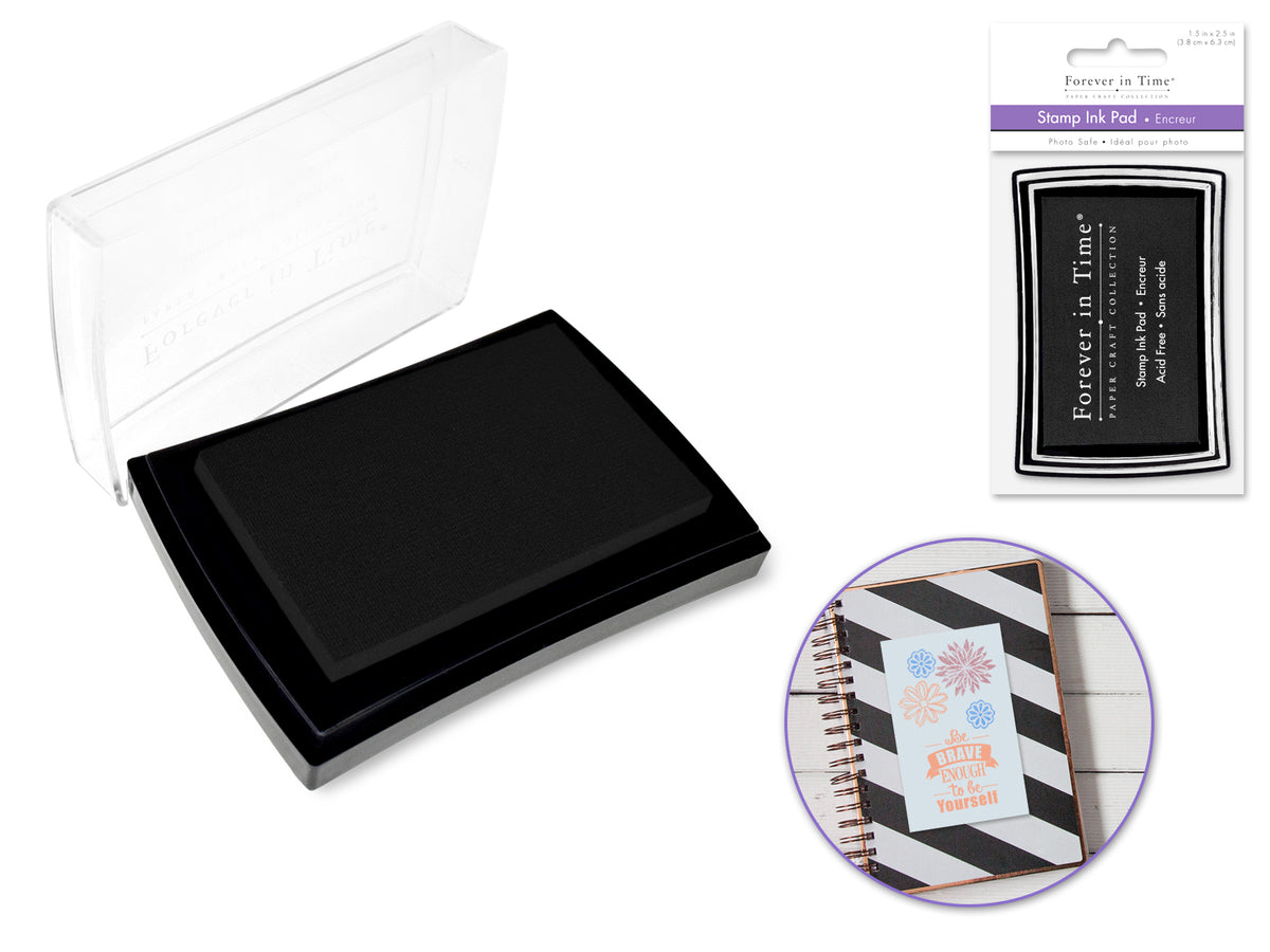 Stamp Ink Pad black 1.5"x2.5" Pigment Solid Color AcidFree