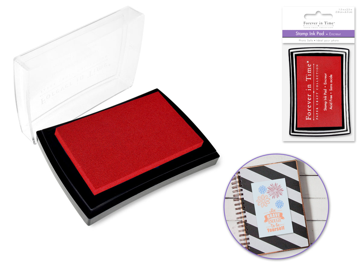 Stamp Ink Pad really red 1.5"x2.5" Pigment Solid Color AcidFree