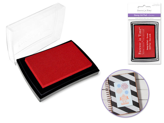 Stamp Ink Pad really red 1.5"x2.5" Pigment Solid Color AcidFree