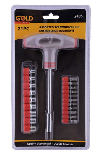 Tournevis en T avec embouts et douilles assortis - 21 pièces