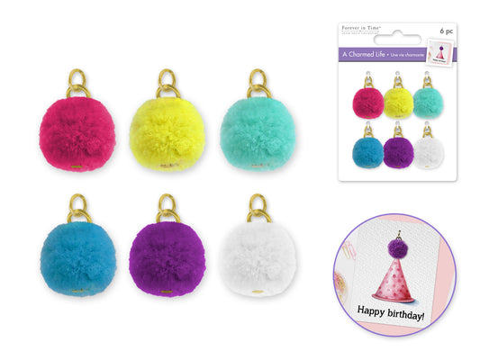 Paper Craft Emb: Charmed Life Asst Charms w/Hoop Finding D) Glamour Poms