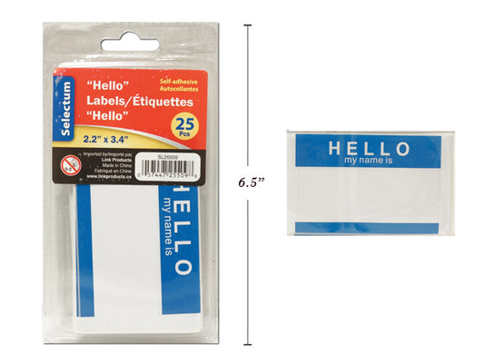 LABELS BLUE "HELLO MY NAME IS" 25/PK
