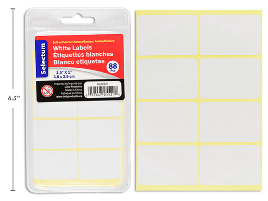 LABELS WHITE 1X1.5"88/PK