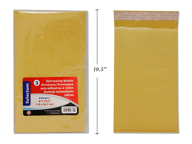 BUBBLE ENVELOPES PEEL/SEAL6X10.5"  5X9.5" 4PC/PK