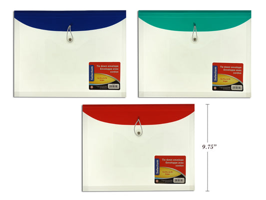 ENVELOPE 12.75X9.75" ELASTIC STRING,CD+OUTSIDE PKT  T ASST CLR