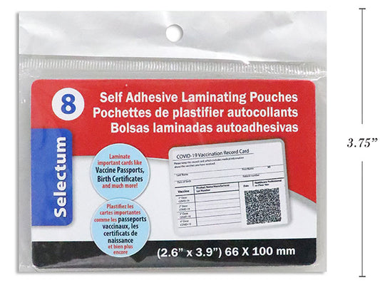 Laminating Sheets Self Adhesive 66x100mm. 8/pk.