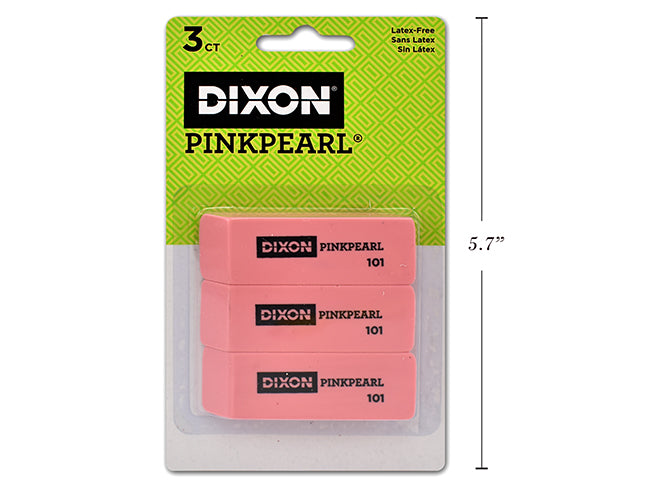 Erasers Pink Pearl 3/pcs. School approved Dixon