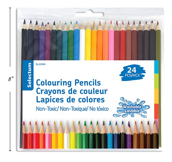 24 PCS COLOURING PENCILS VINYL POUCH, PRE SHARPENED SELECTUM