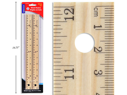 Rulers 2Pk. 30cm./12" Wood with Metal Edge