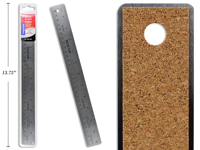 RULER 12"/30CM STEEL CORK BACK NON SLIP VINYL POUC H H