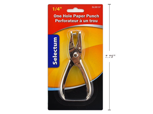 ONE HOLE PAPER PUNCH WITH RECEPTACLE, 1/4"