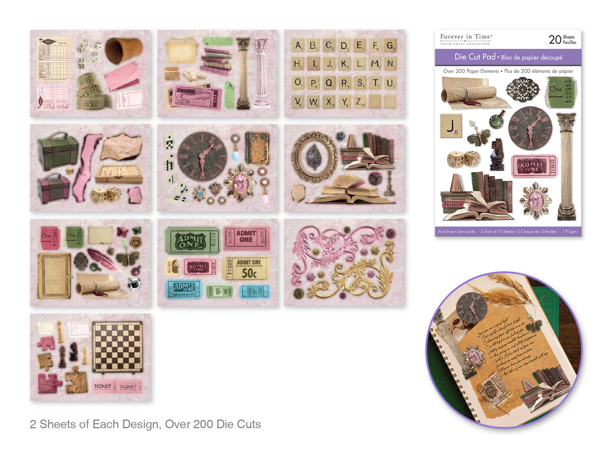 Paper Pad 4.1"x5.8" Die Cut Pad 20 Sheets (2eax10designs) E) Vintage Games
