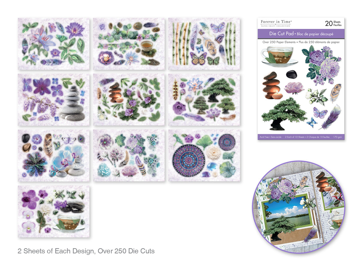 Paper Pad 4.1"x5.8" Die Cut Pad 20 Sheets (2eax10designs) F) Bamboo Garden
